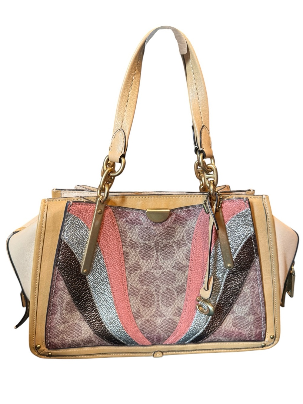 Coach Dreamer handbag in Signature canvas with a wave patchwork design.